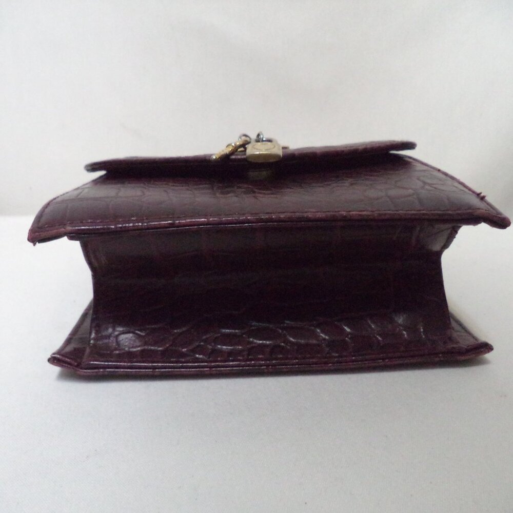 Accessory Works Vintage Croc faux leather tote bag purse w/ heart & lock small - Picture 12 of 15